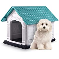 Nobleza - Caseta para Perros de Polipropileno Impermeable con tejado a Dos Aguas para Interior y Exterior. Blanco y…
